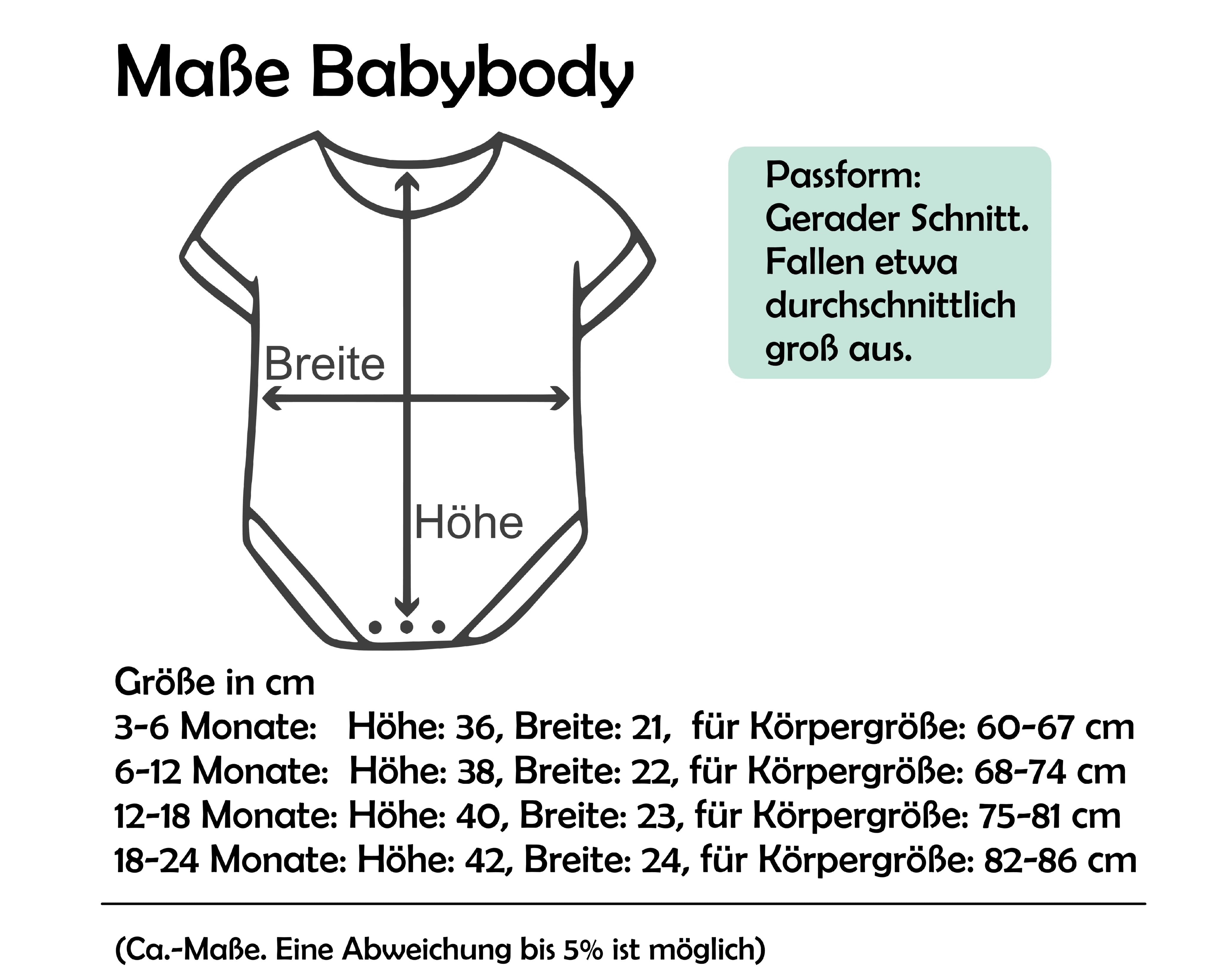 Maßtabelle Babybody von Smartbabies