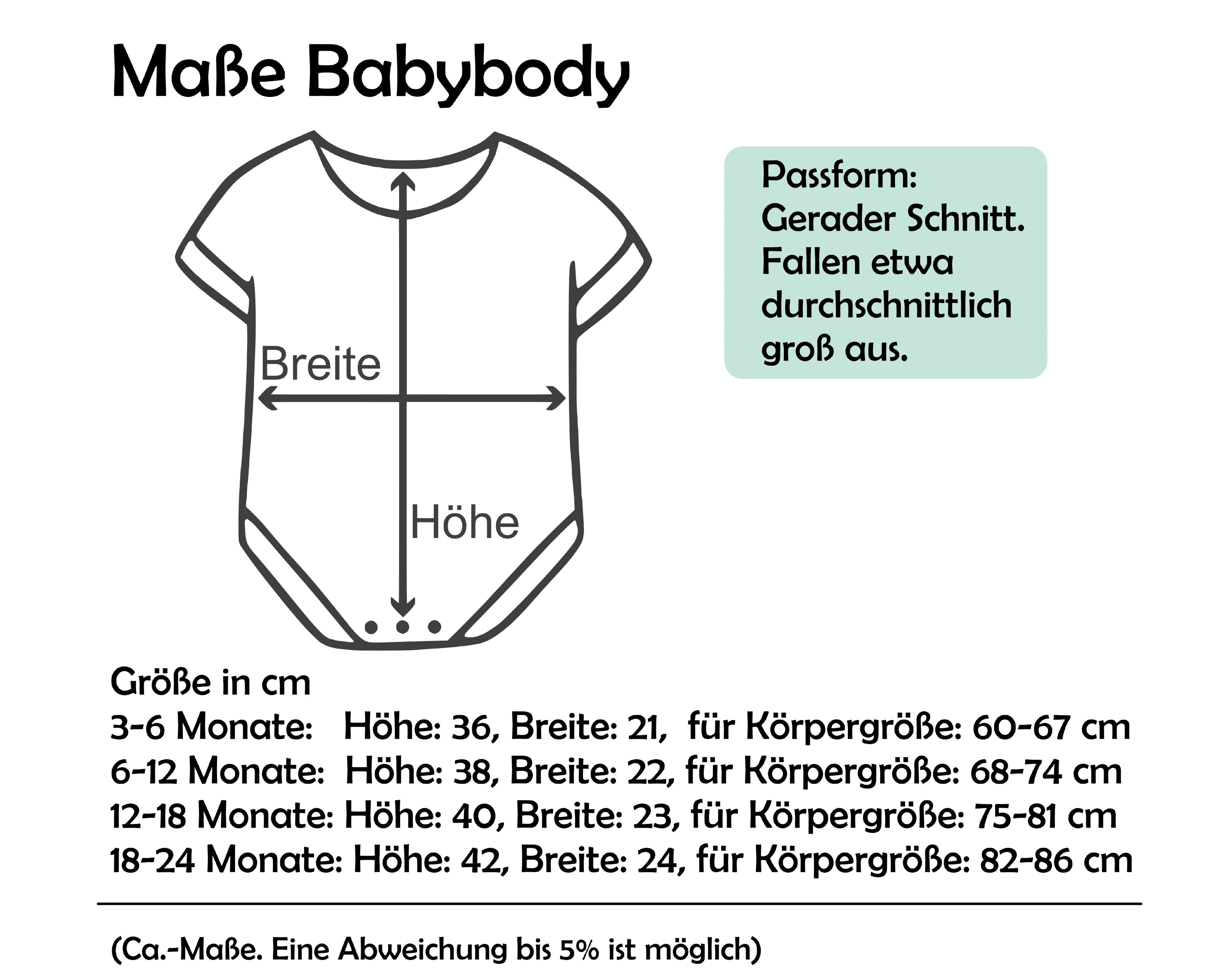 Maßtabelle Babybodys von Smartbabies