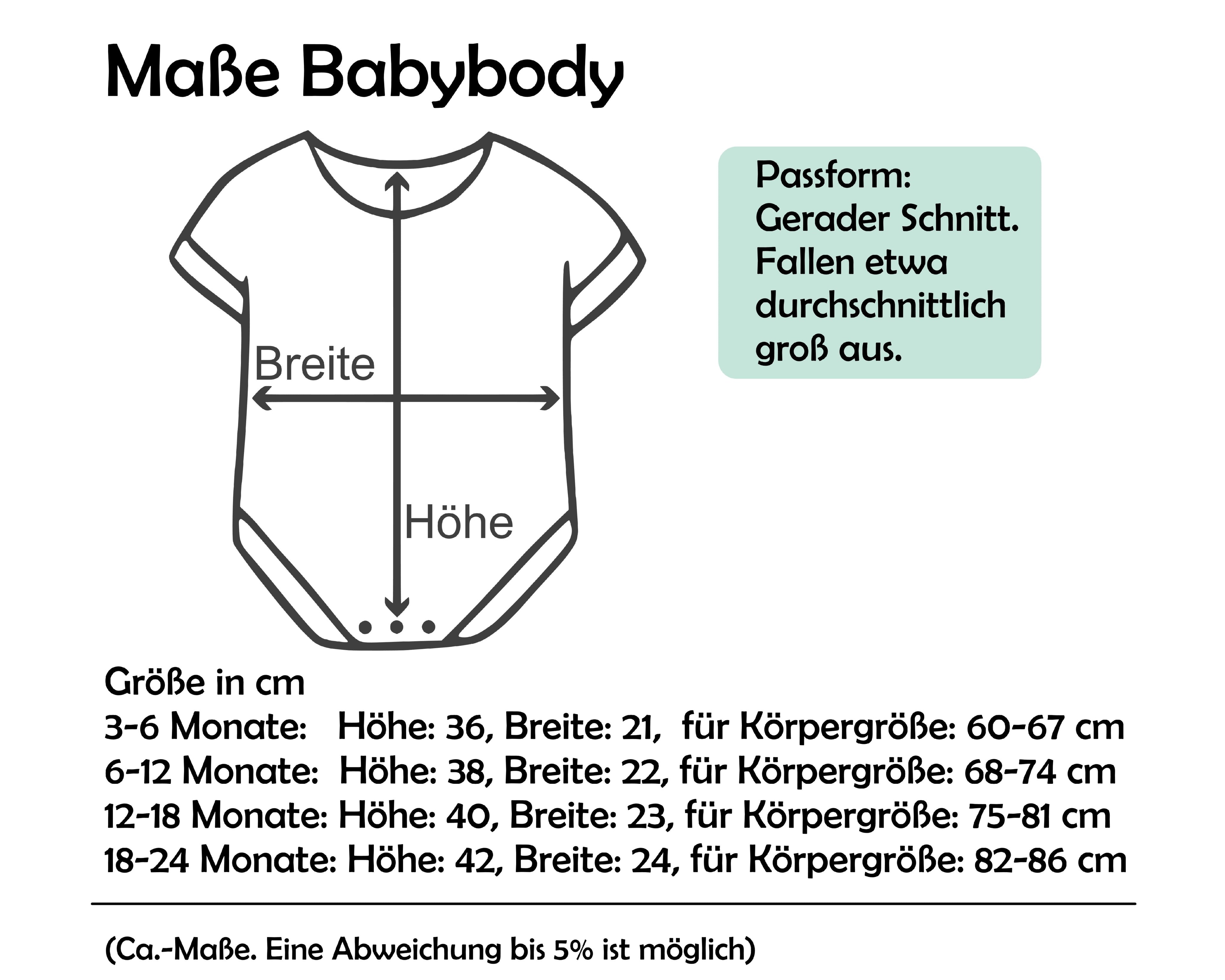 Maßtabelle Babybodys von Smartbabies