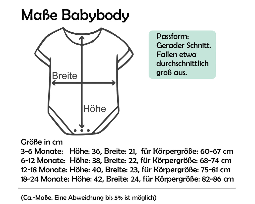 Maßtabelle Babybody von Smartbabies