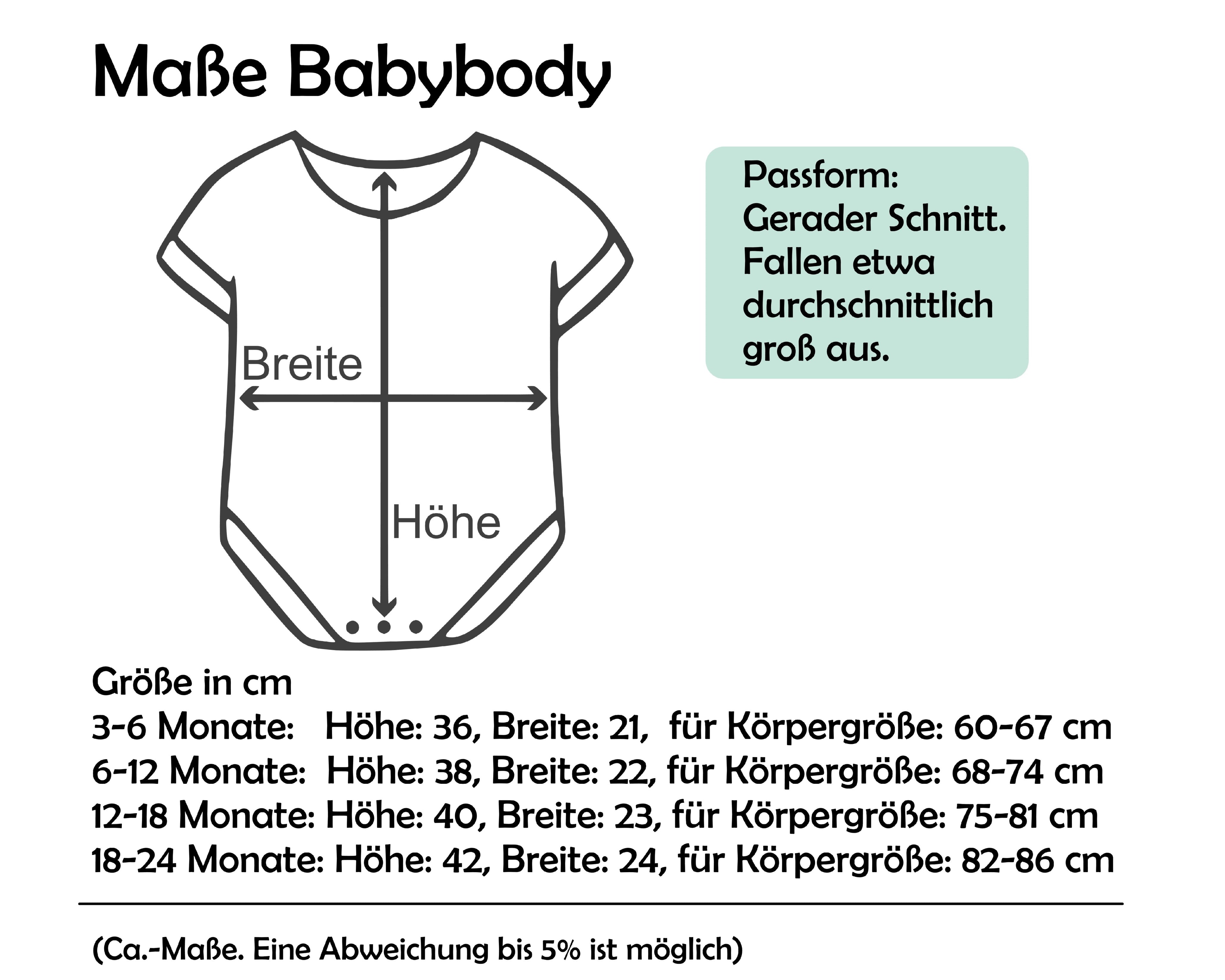 Maßtabelle Babybody von Smartbabies