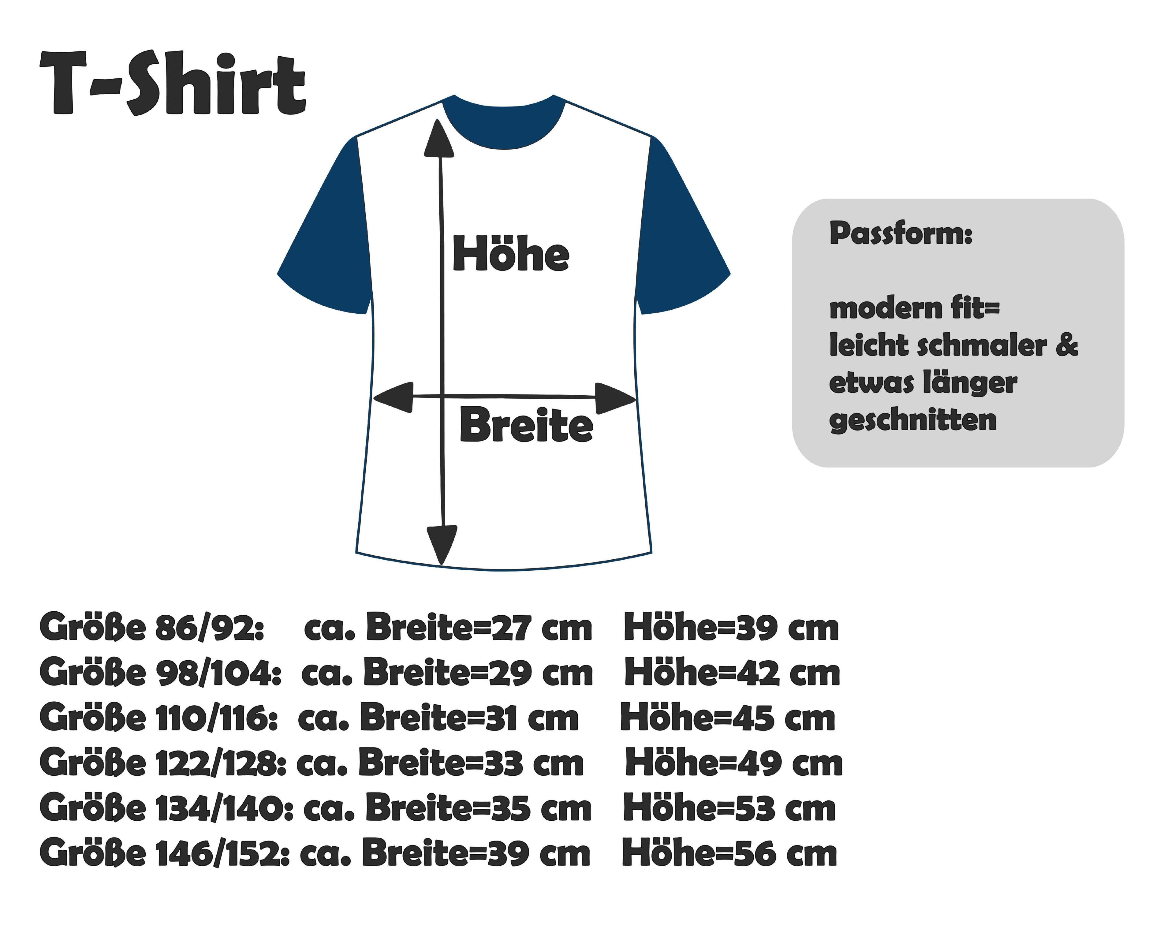 Maßtabelle Kinder T Shirt von Smartbabies