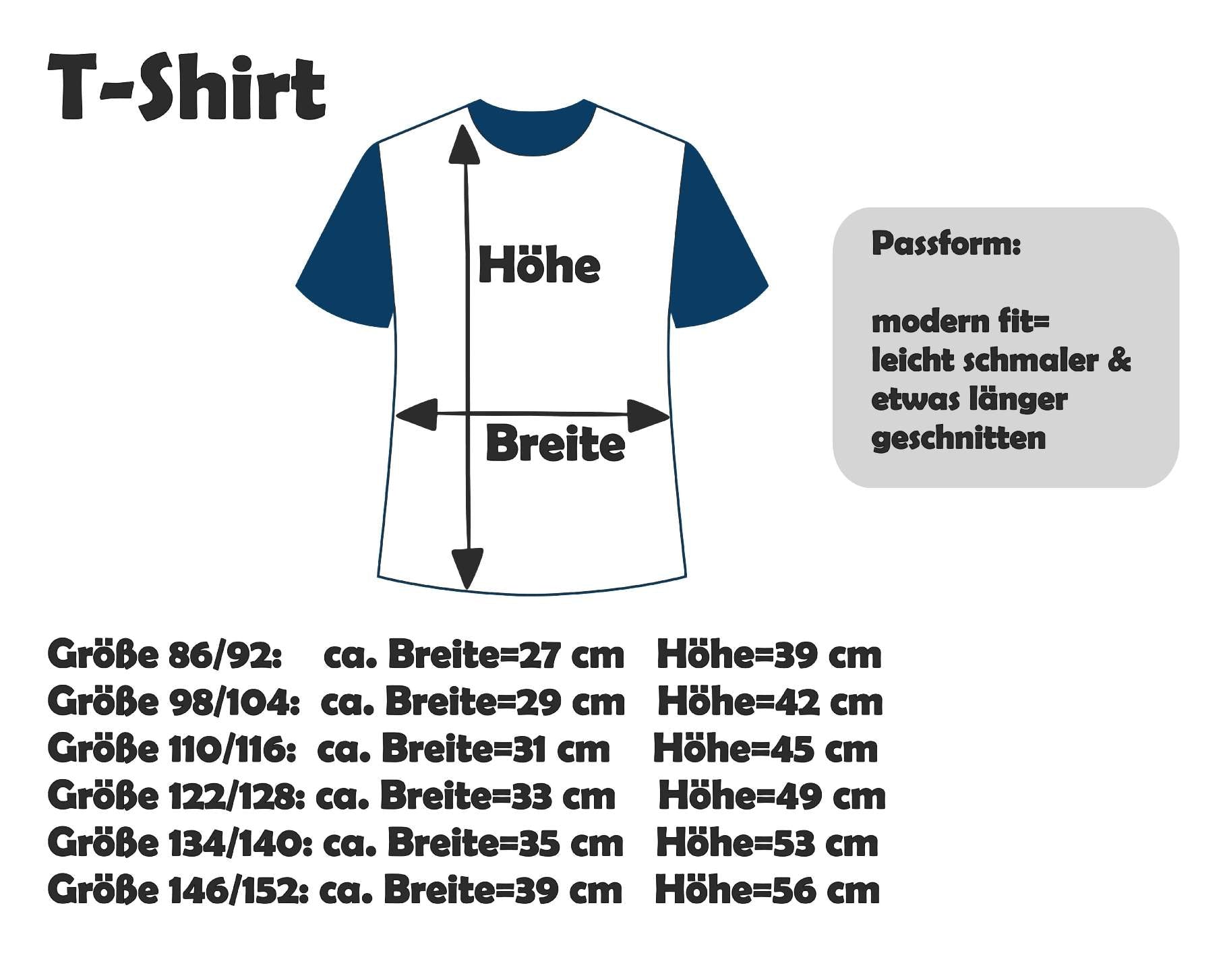 Maßtabelle Kinder T Shirt