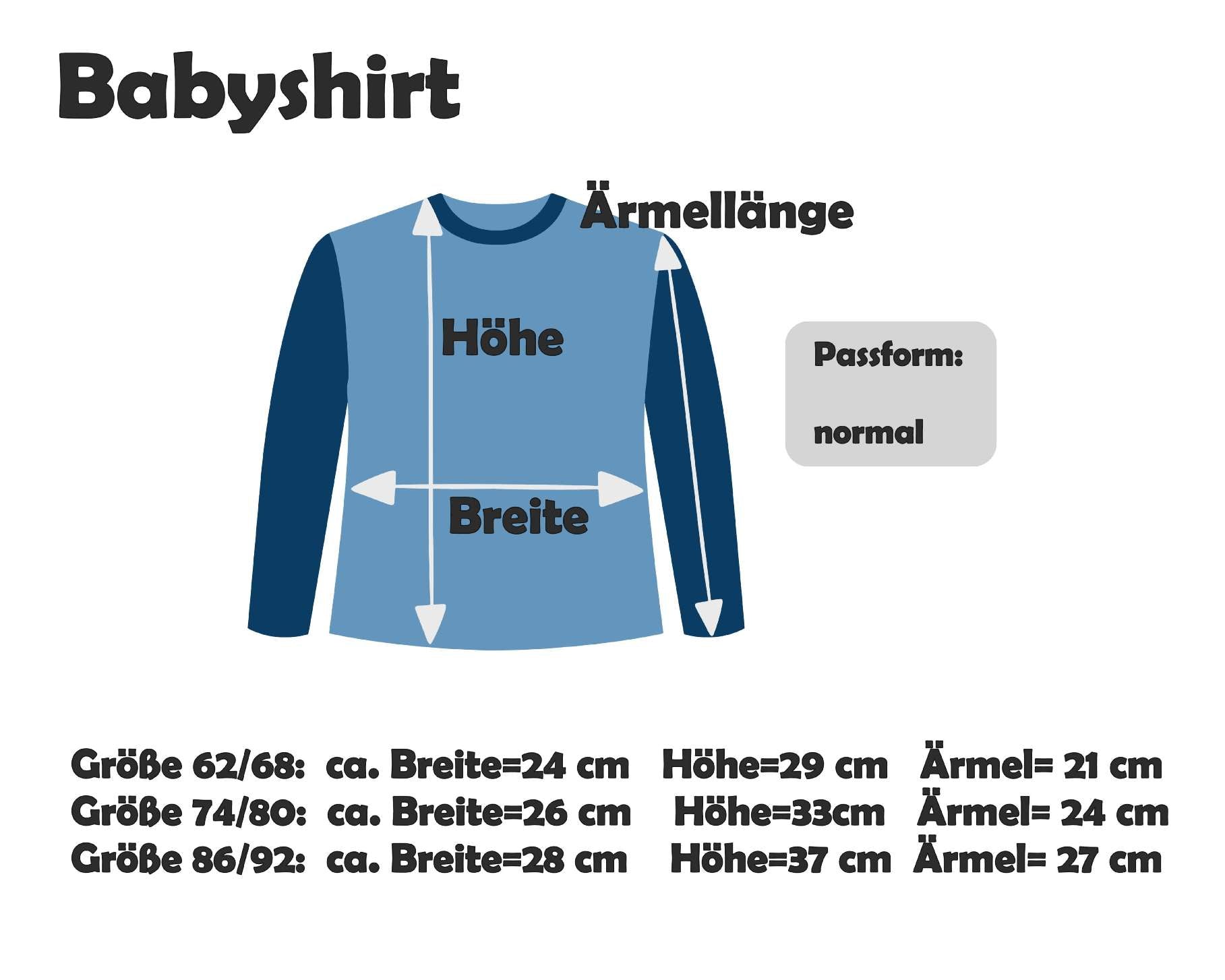 Maßtabelle Baby-Langarmshirt von Smartbabies