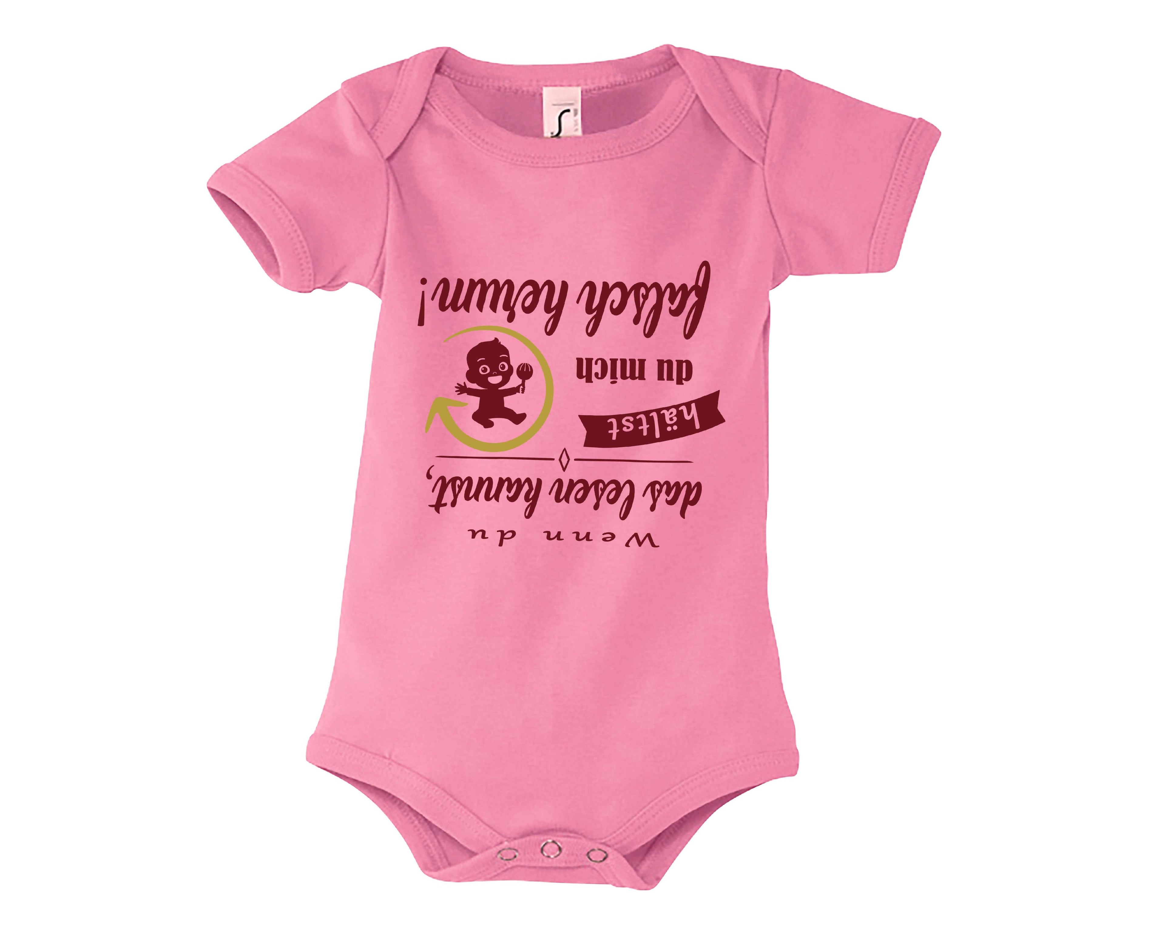 rosa Babybody bedruckt mit Wenn du das lesen kannst hältst du mich falsch herum in bordeaux