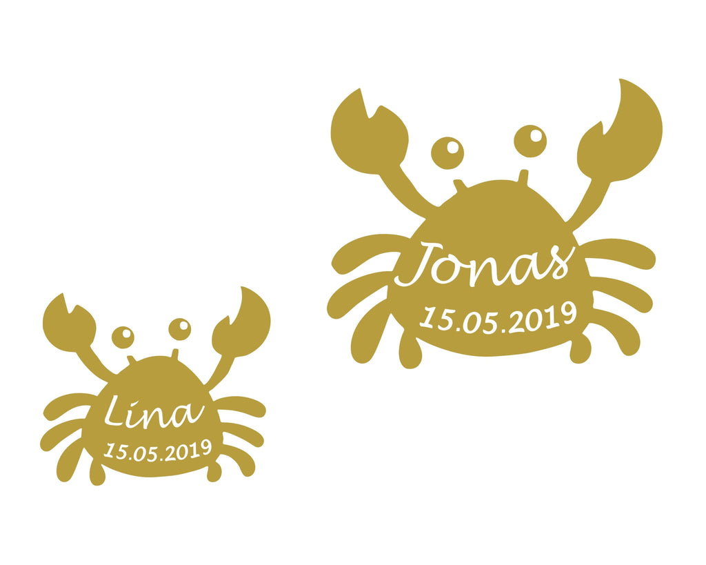 Babybody Krabbe oder Anker mit Name und Geburtsdaten