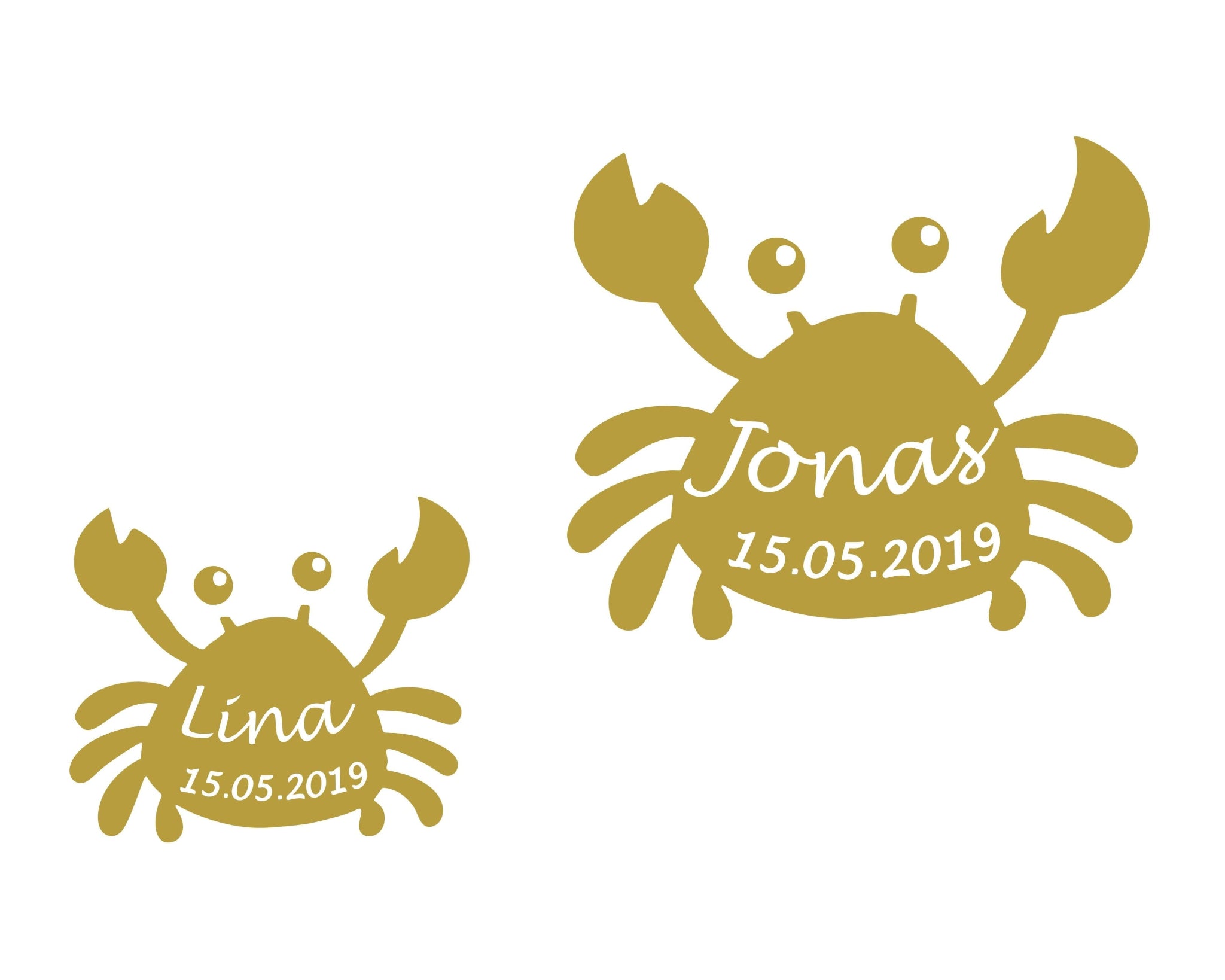 Babybody Krabbe oder Anker mit Name und Geburtsdaten