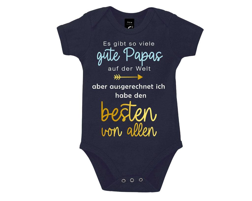 navy Babybody bedruckt mit Ich habe den besten Papa von allen, in gold metallic, zum Vatertag