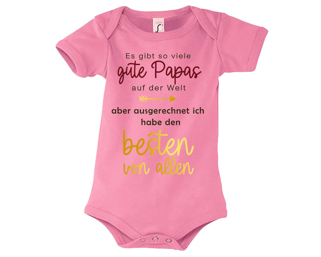 rosa Babybody bedruckt mit Ich habe den besten Papa von allen, in gold metallic