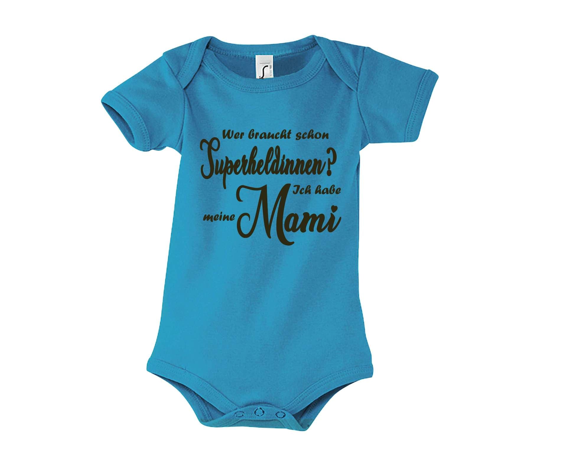 hellblauer Babybody Wer braucht schon Superhelden? Ich habe meine Mami