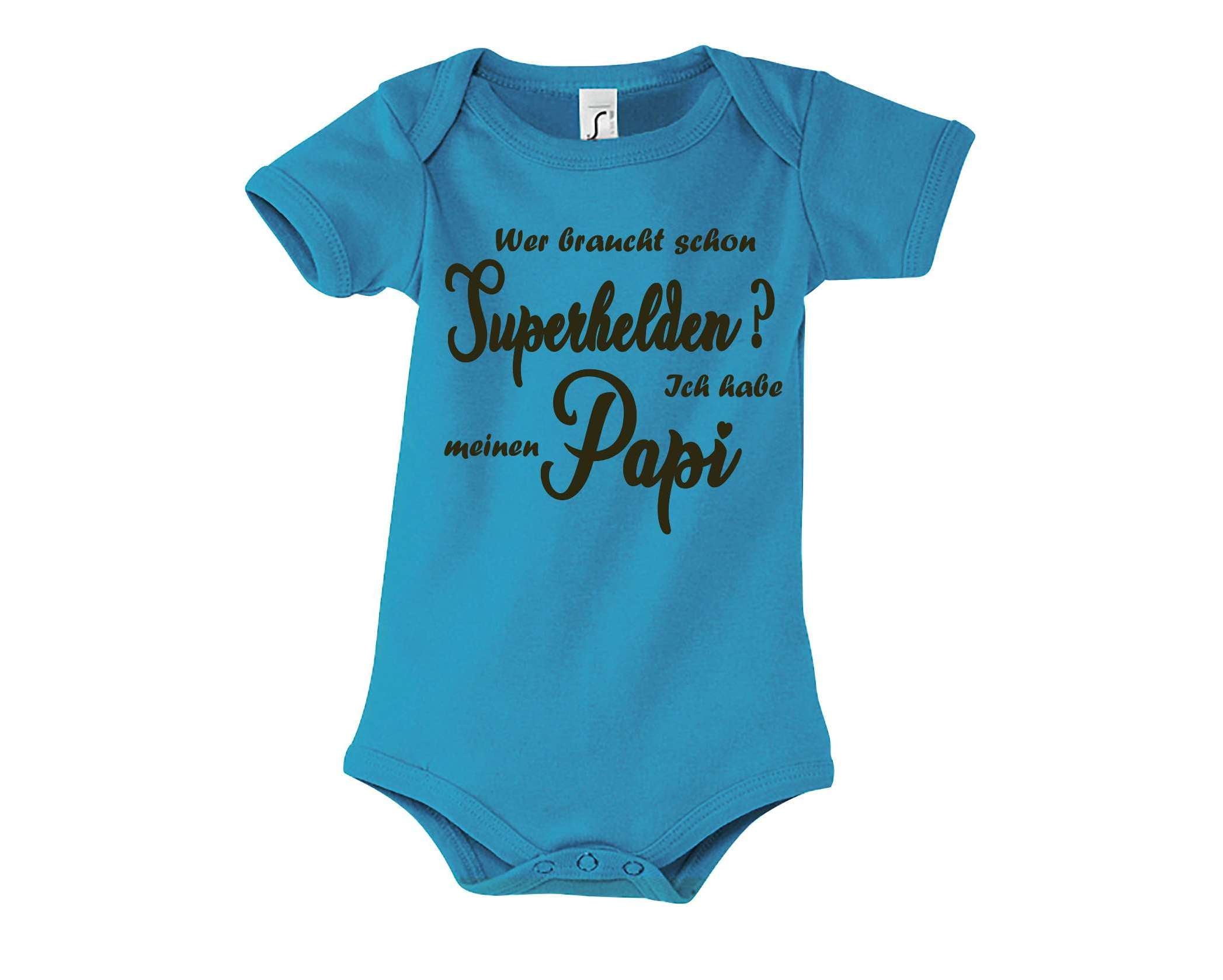 hellblauer Babybody Wer braucht schon Superhelden? Ich habe meine Mami