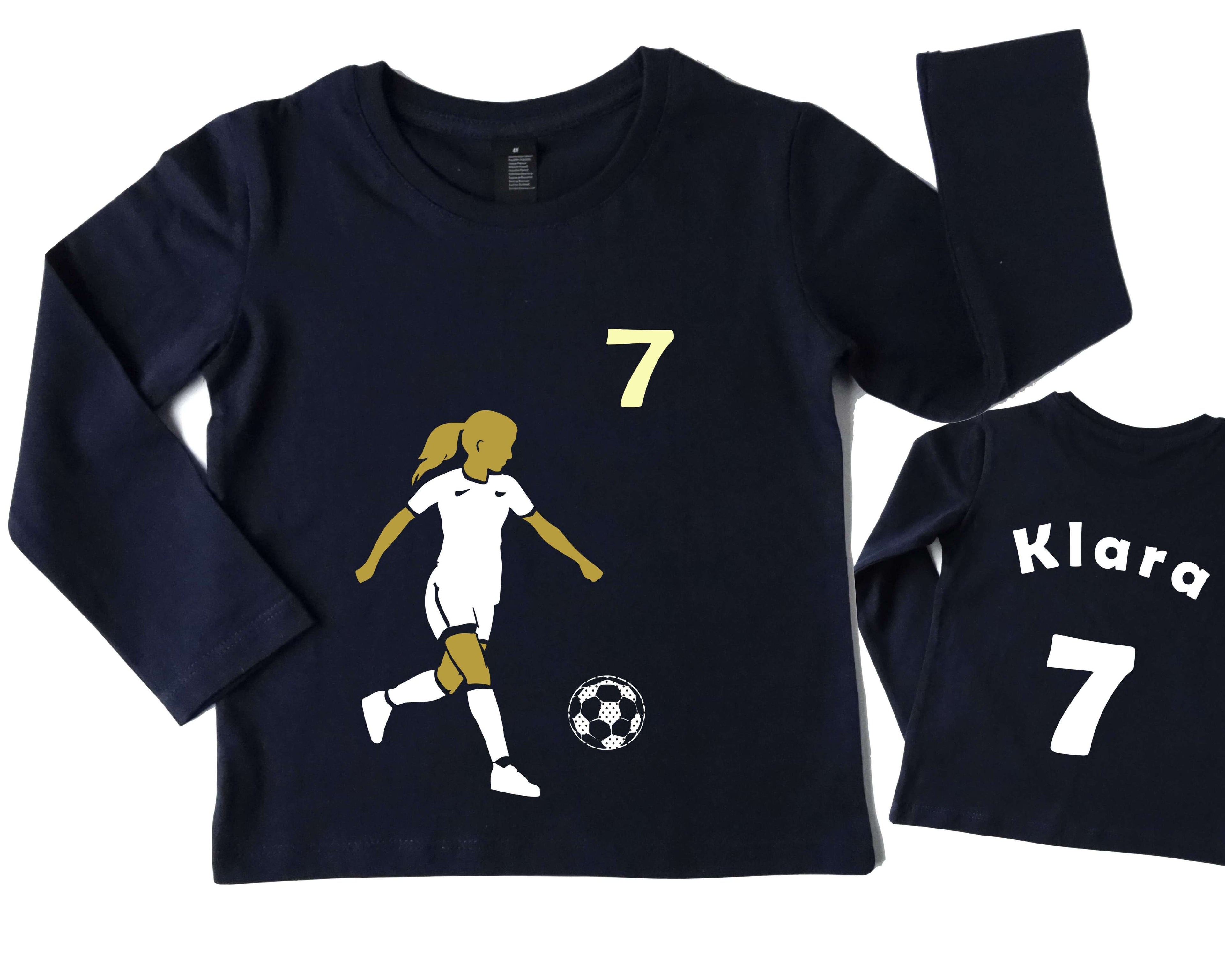 Geburtstagsshirt für coole Fußball Mädchen mit Fußballerin Name und Zahl Trikot Rückseite