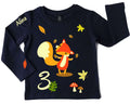Geburtstagsshirt für Kinder mit Fuchs im Wald, mit Name und Zahl, gold metallic Effekt
