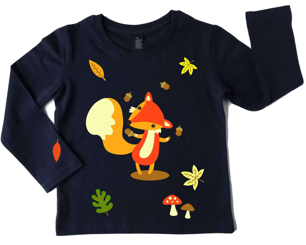 navi Geburtstagsshirt für Kinder und Babys mit Fuchs im Wald, gold metallic Effekt
