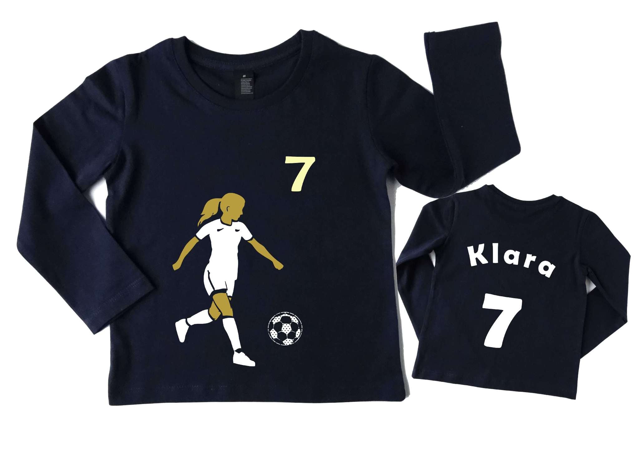 Geburtstagsshirt für coole Fußball Mädchen mit Fußballerin Name und Zahl Trikot Rückseite