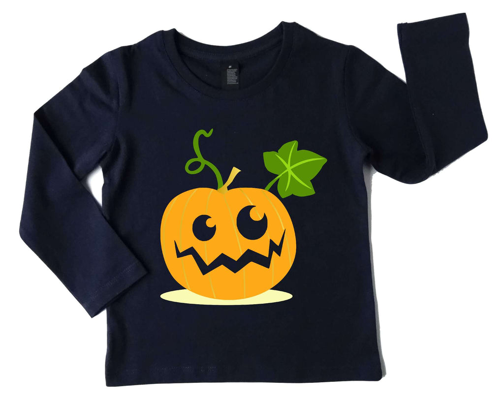 süßes Halloween Kindershirt mit langen Ärmeln orange french navy