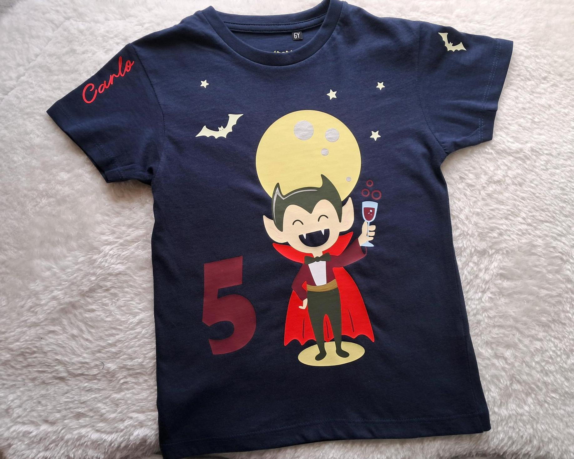 Halloween T Shirt Vampir für Kinder mit Zahl und Name