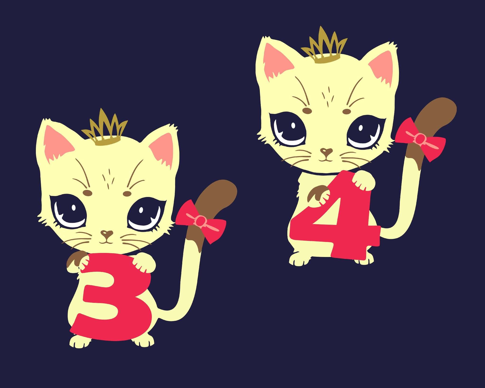 Katze mit Ziffern 3 und 4
