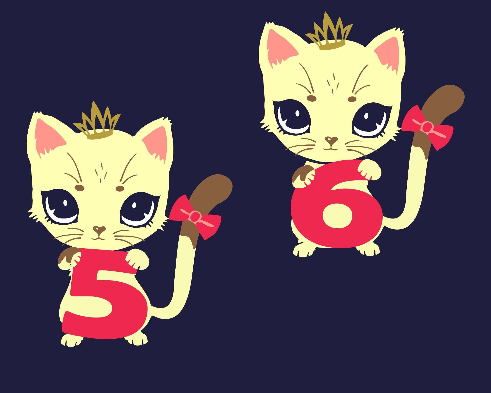 Katze mit Ziffern 5 und 6