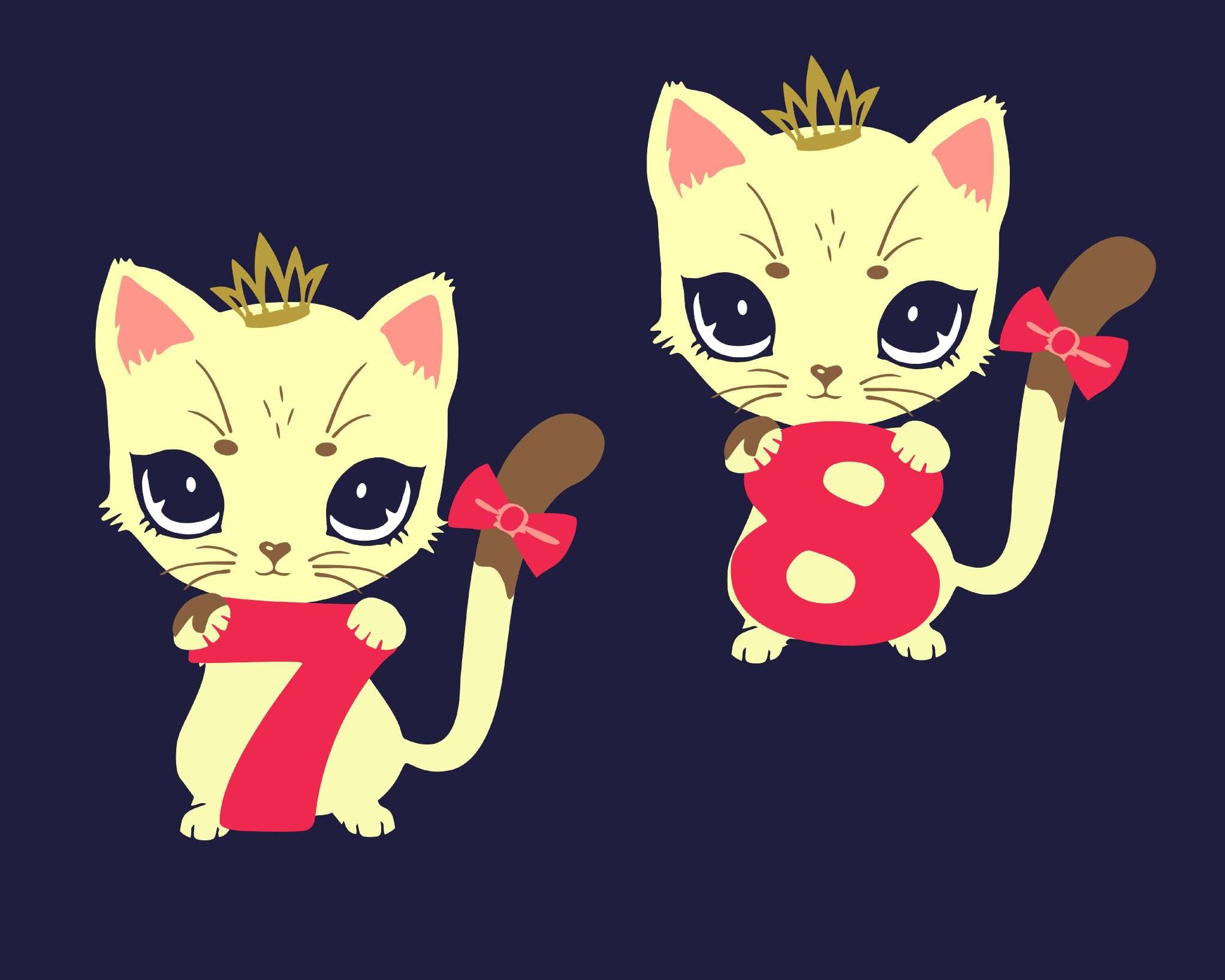 Katze mit Ziffern 7 und 8