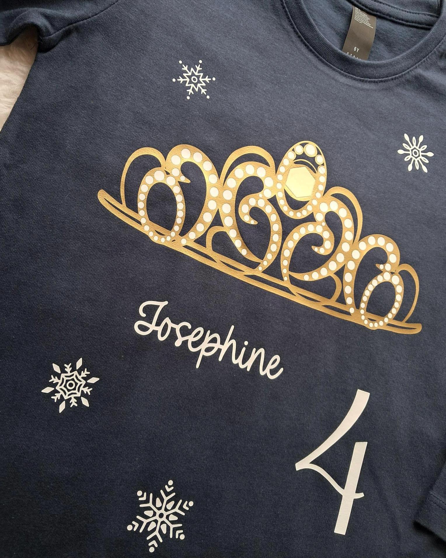 Detailansicht Geburtstagsshirt Diadem Eisprinzessin für Mädchen mit Name und Zahl