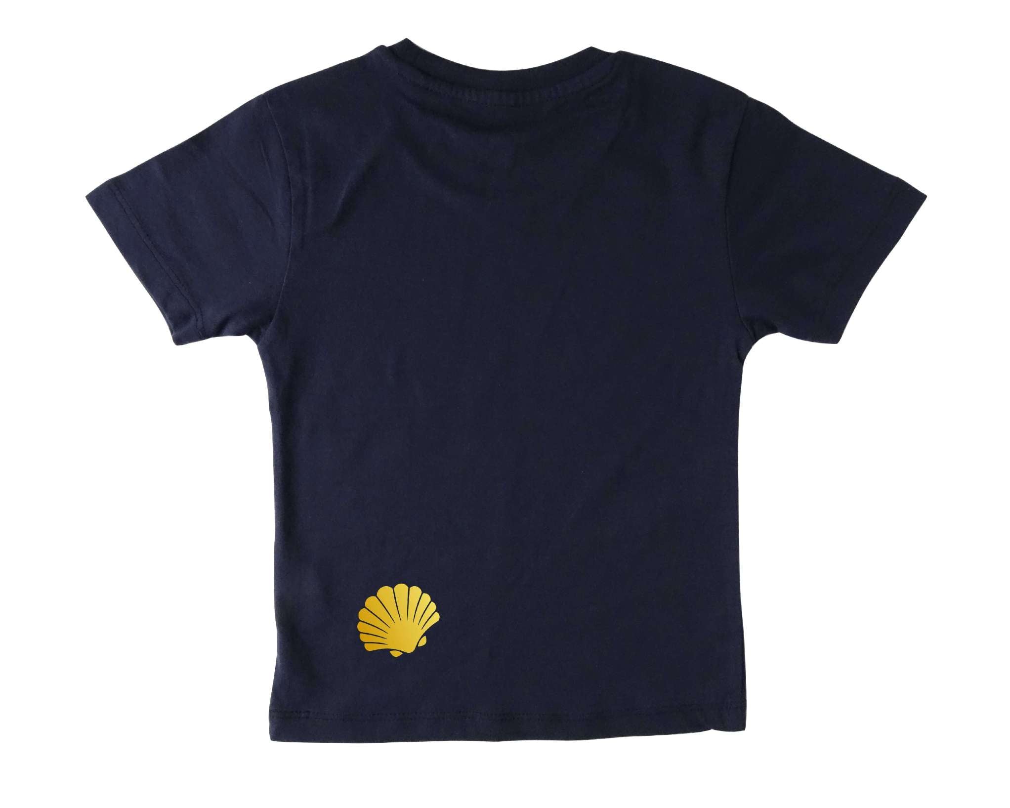 Rückseite mit goldener Muschel von Geburtstagsshirt Meerjungfrau