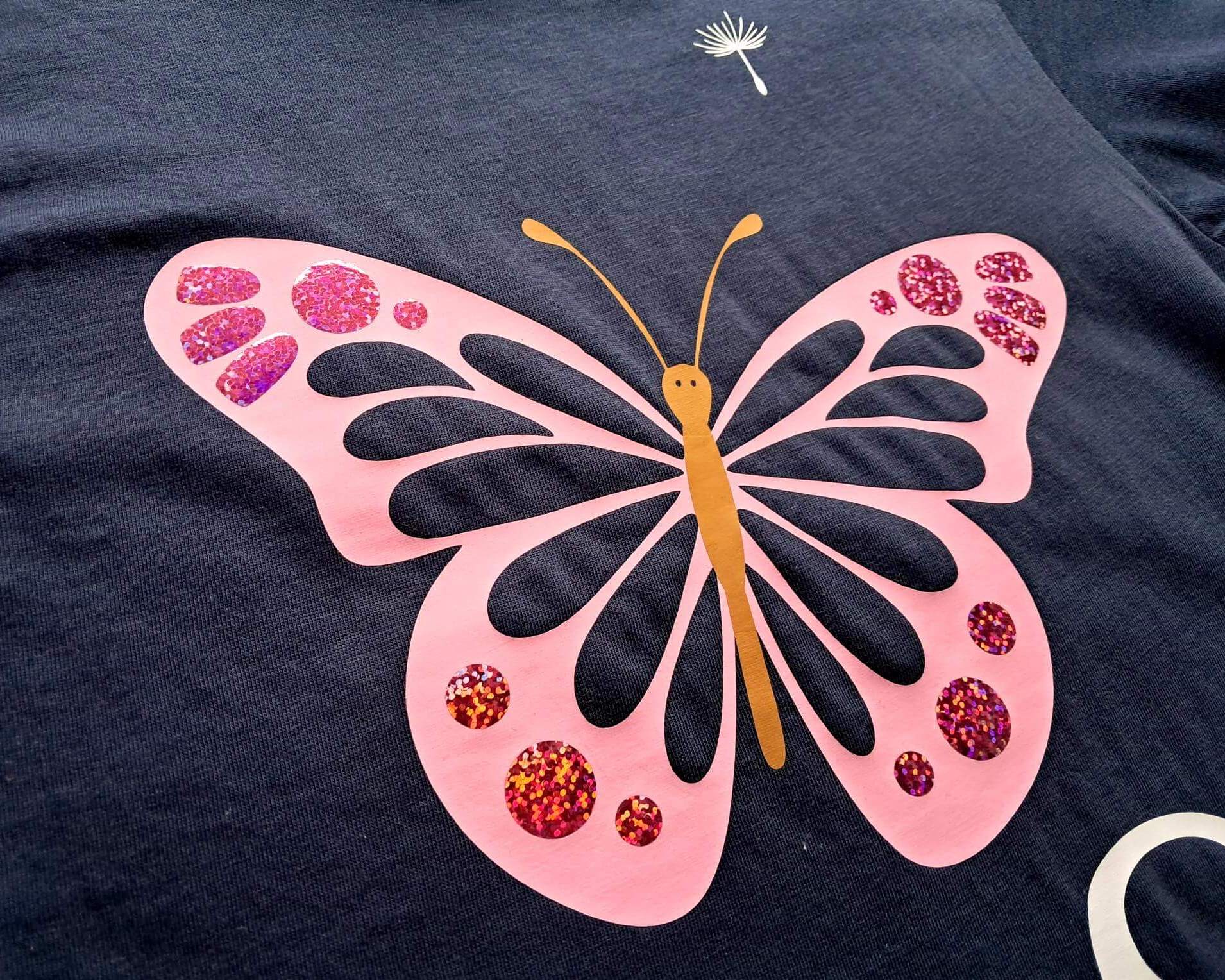 Geburtstagsshirt Schmetterling Langarm, weiß oder navy