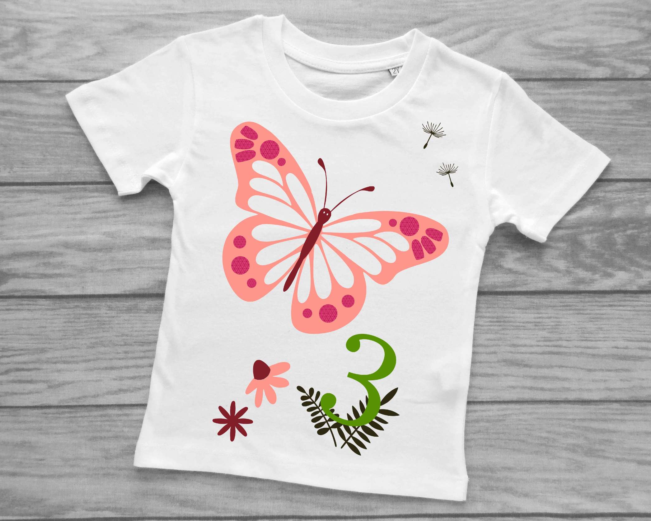 Geburtstagsshirt Schmetterling Kurzarm navy oder weiß