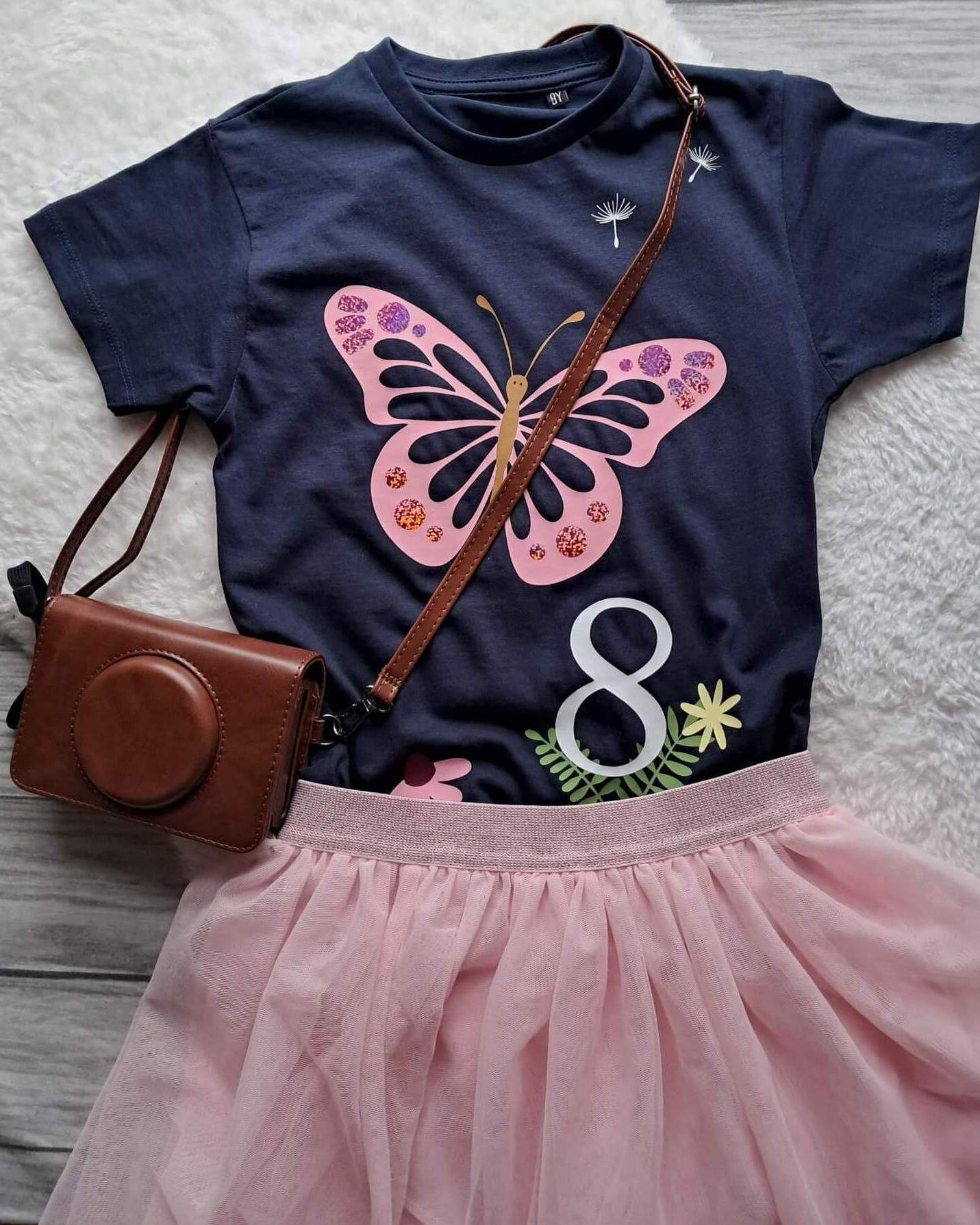 Geburtstagsshirt Schmetterling Langarm, weiß oder navy