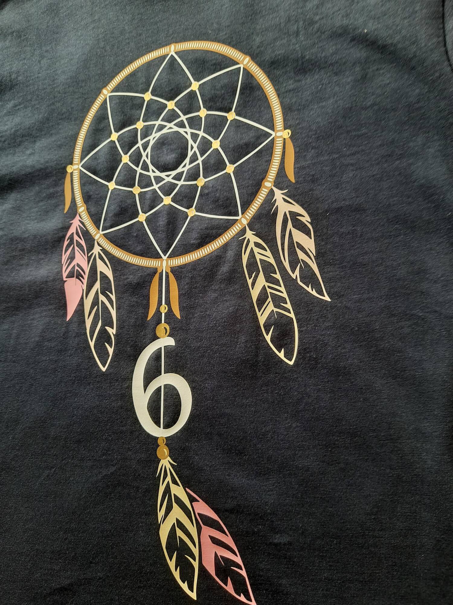 Detail Aufdruck Traumfänger Geburtstagsshirt für KInder in navi