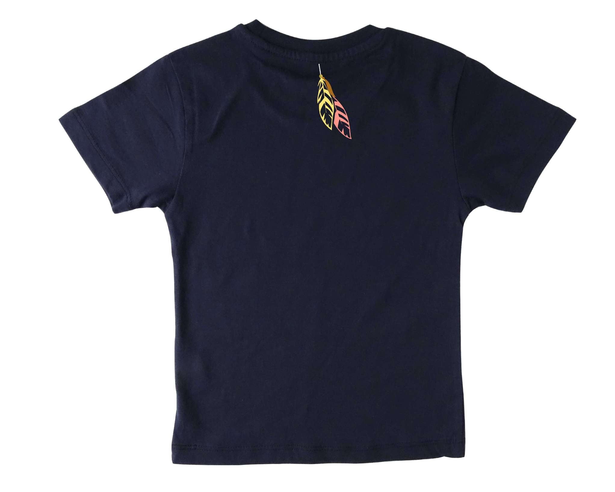 bedruckte Rückseite von Geburtstagsshirt Traumfänger mit Federn