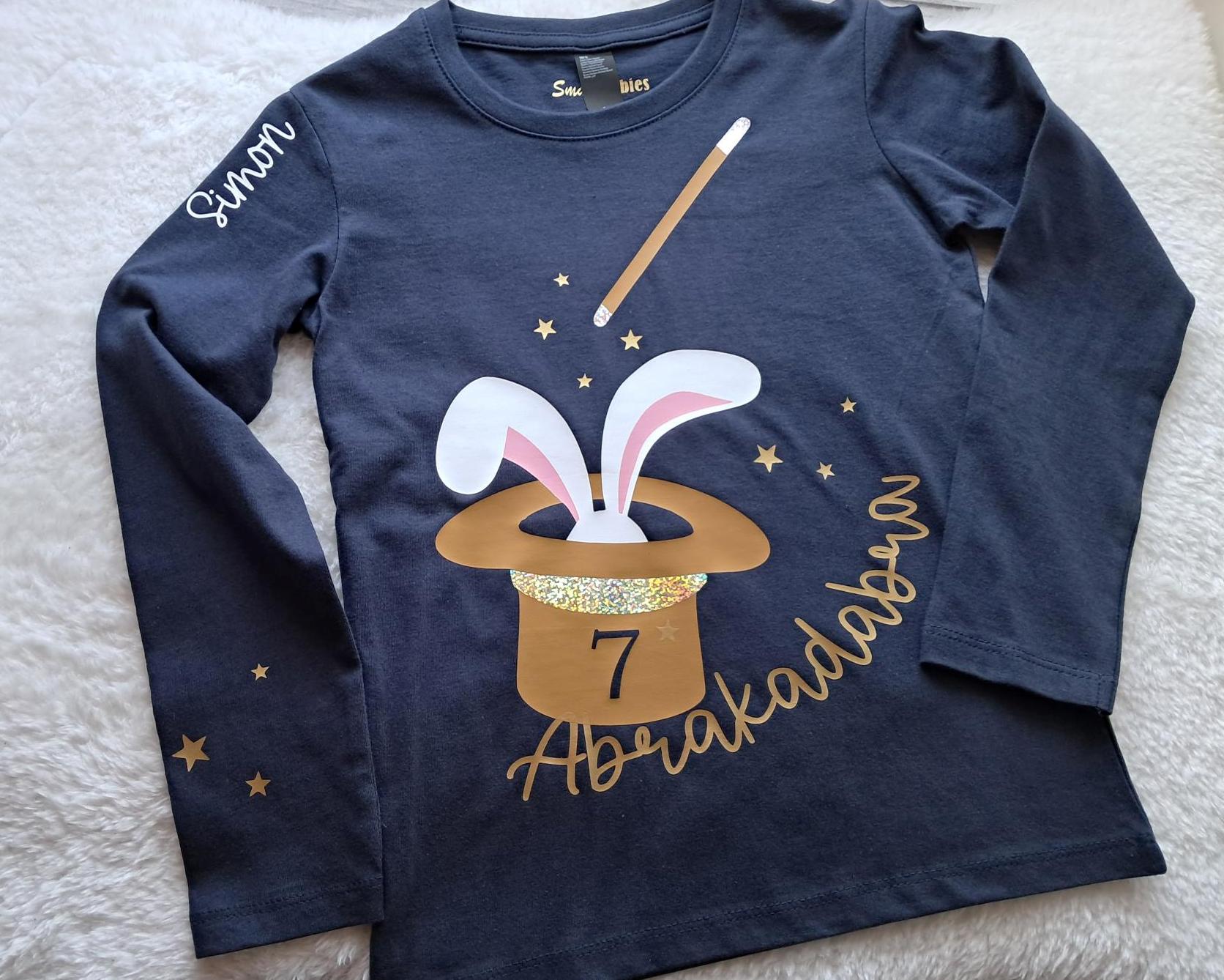 navi Kinder-T-Shirt Zaubershow mit magischem holographischem Effekt bedruckt, mit Name und Zahl
