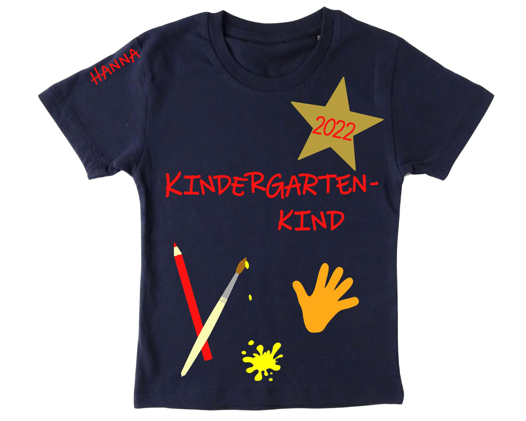 navi Kindergartenshirt Kindergartenkind mit Name und Jahreszahl für KITA-Anfang, kurze Ärmel