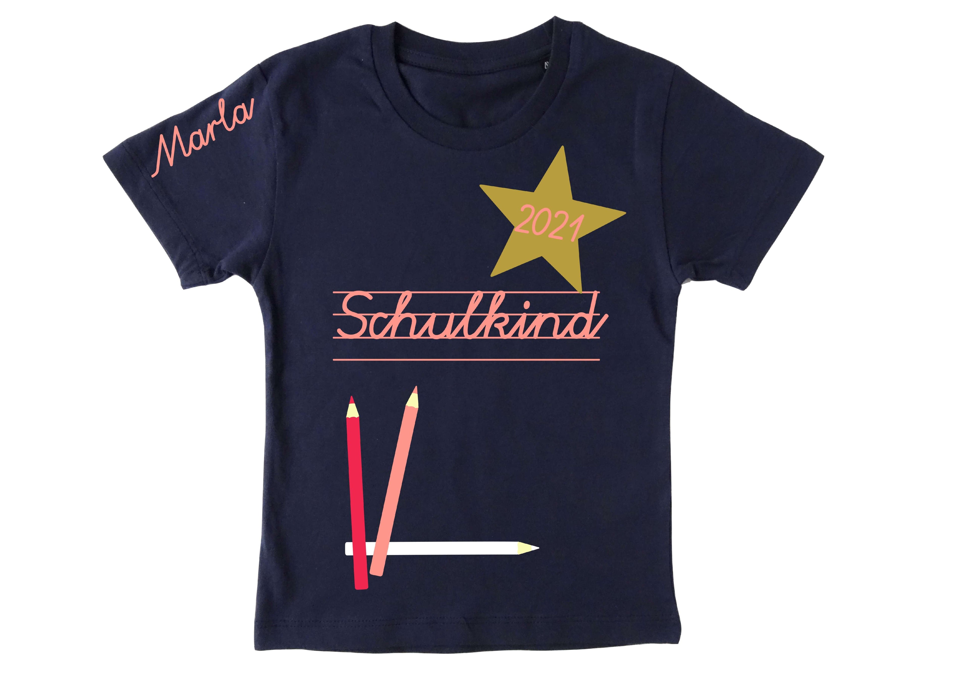 Einschulungsshirt Stifte Kurzarm navi