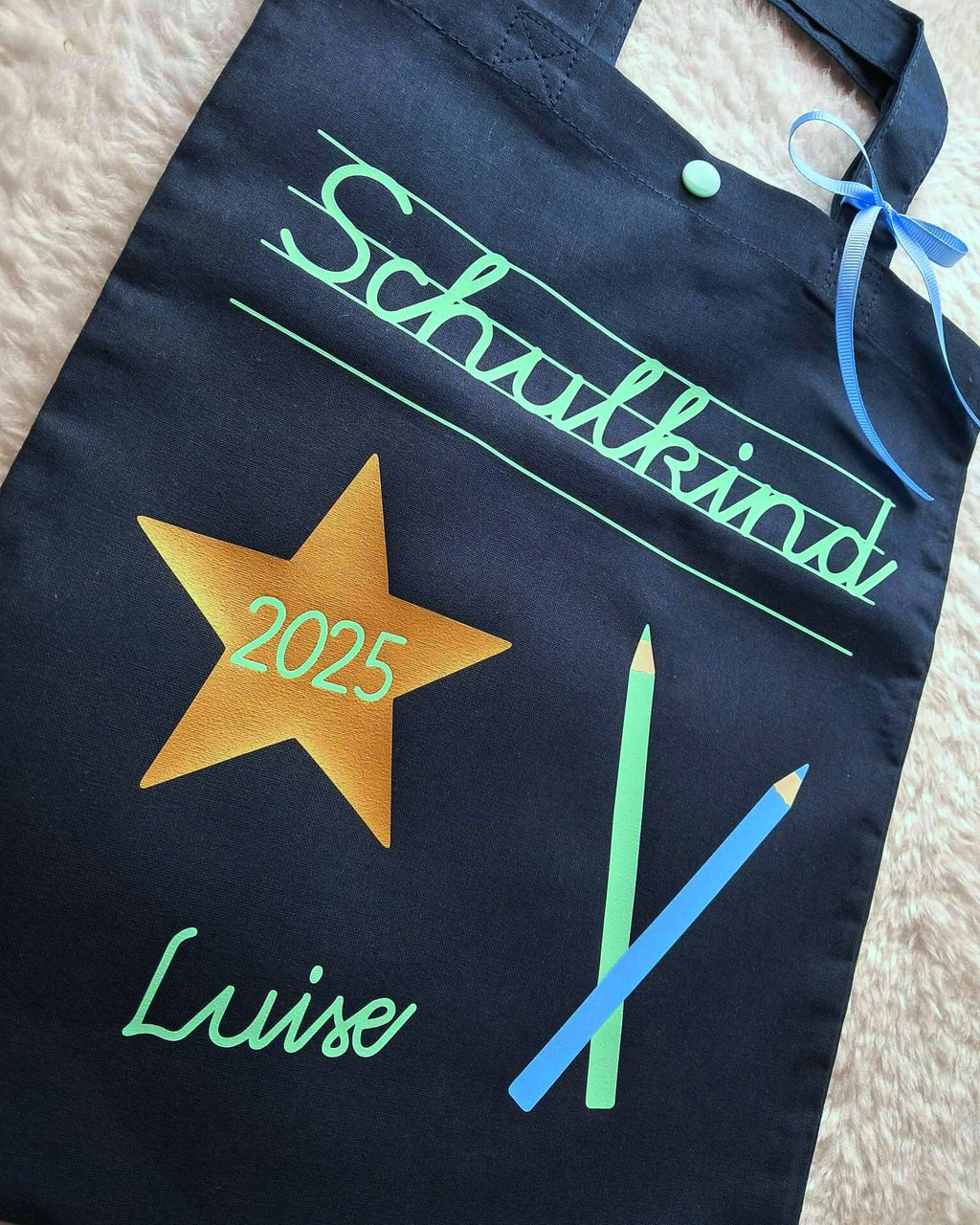 Geschenk zur Einschulung Tasche für Freundebuch mit Name