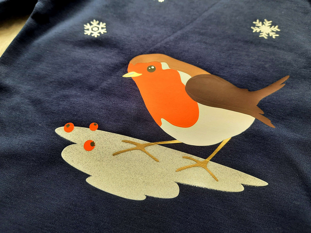 Weihnachtsshirt Rotkehlchen Langarm