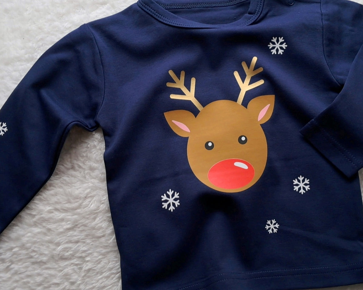 Weihnachtsshirt Rentier Rudolph Langarm